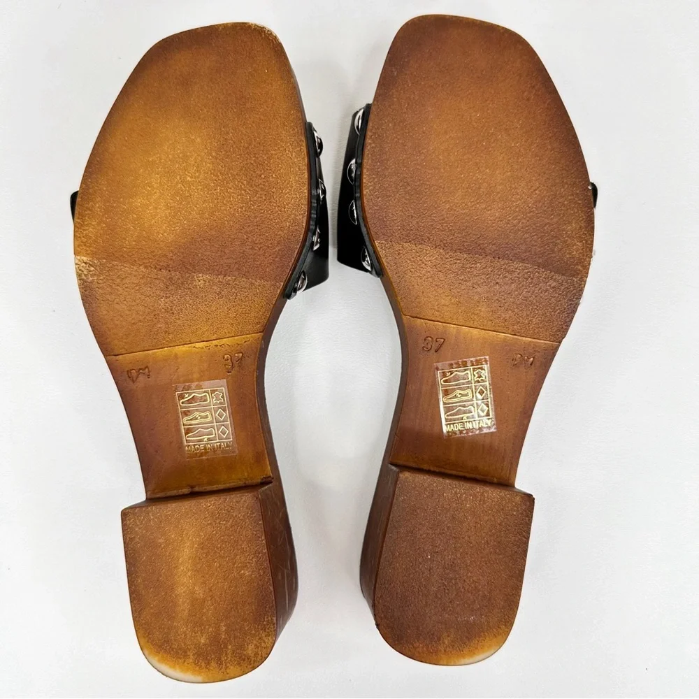 Anthropologie Open Toe Buckle Sandals Black SZ 37 - Picture 10 of 12